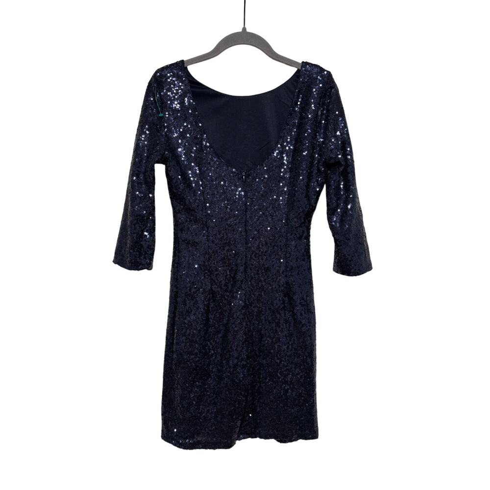 Lulus Women's Navy Blue Sequin Mini Cocktail Dress 3/4 Sleeve Size S - Picture 7 of 8